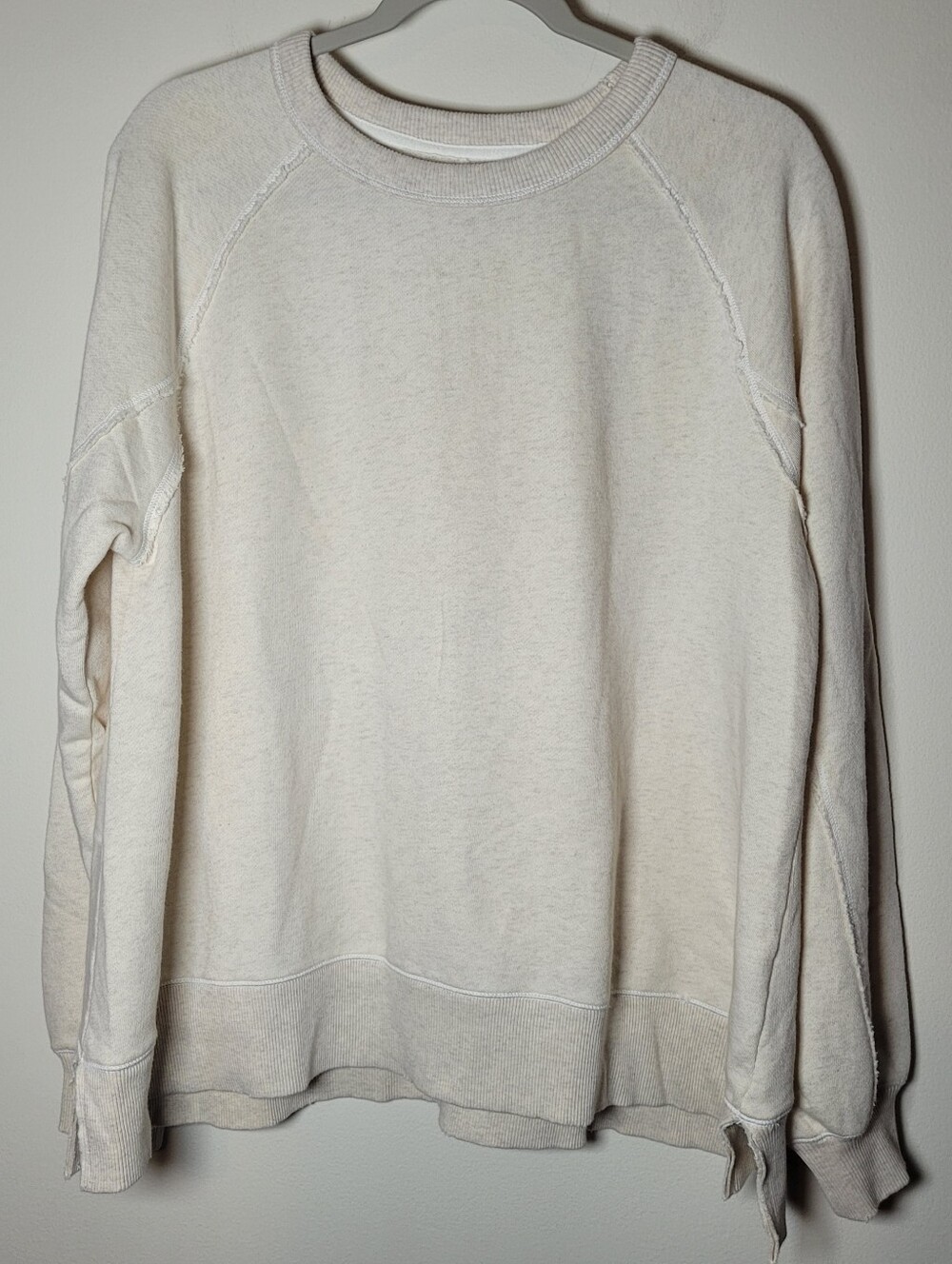 Aerie Women Sweatshirt Size SP Oversized Cream Crewneck Pullover Long Sleeve NWT